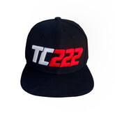 Unisex Black Snapback Cap - TC222 White and Red Logo